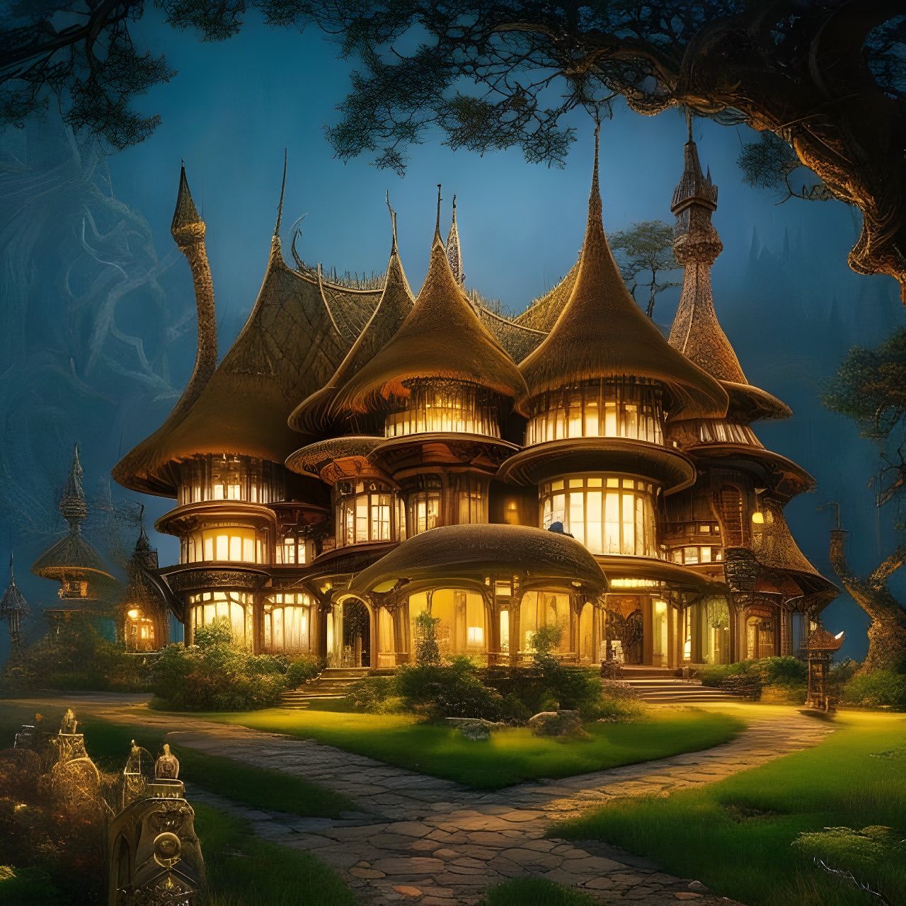 Fairytale Mansion Under Supermoon: Fantasycore Dungeonpunk A...