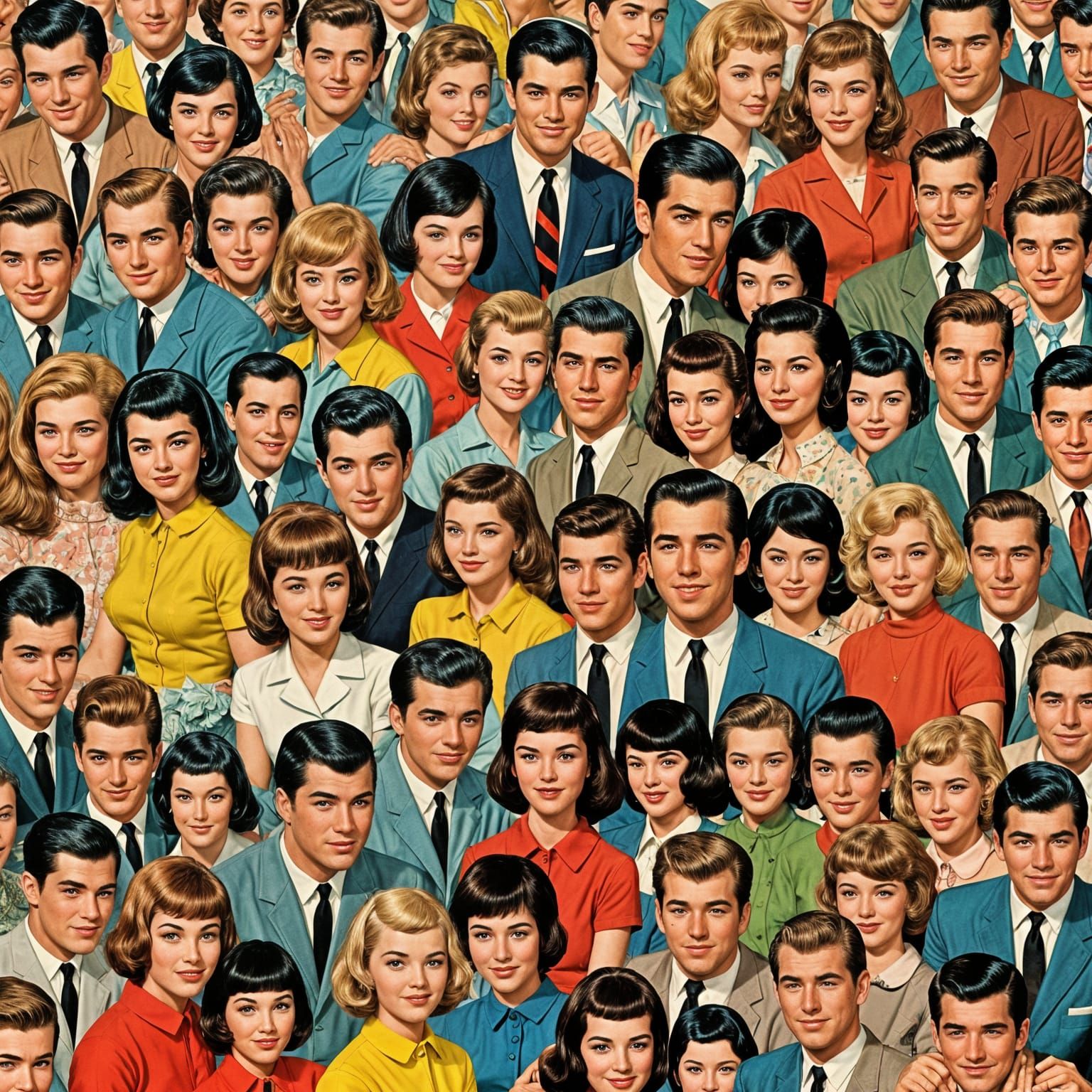 Vintage Romance Comic Collage of Couples