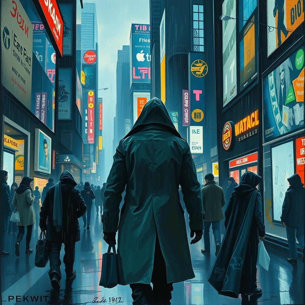Gritty Cyberpunk City Streets at Twilight