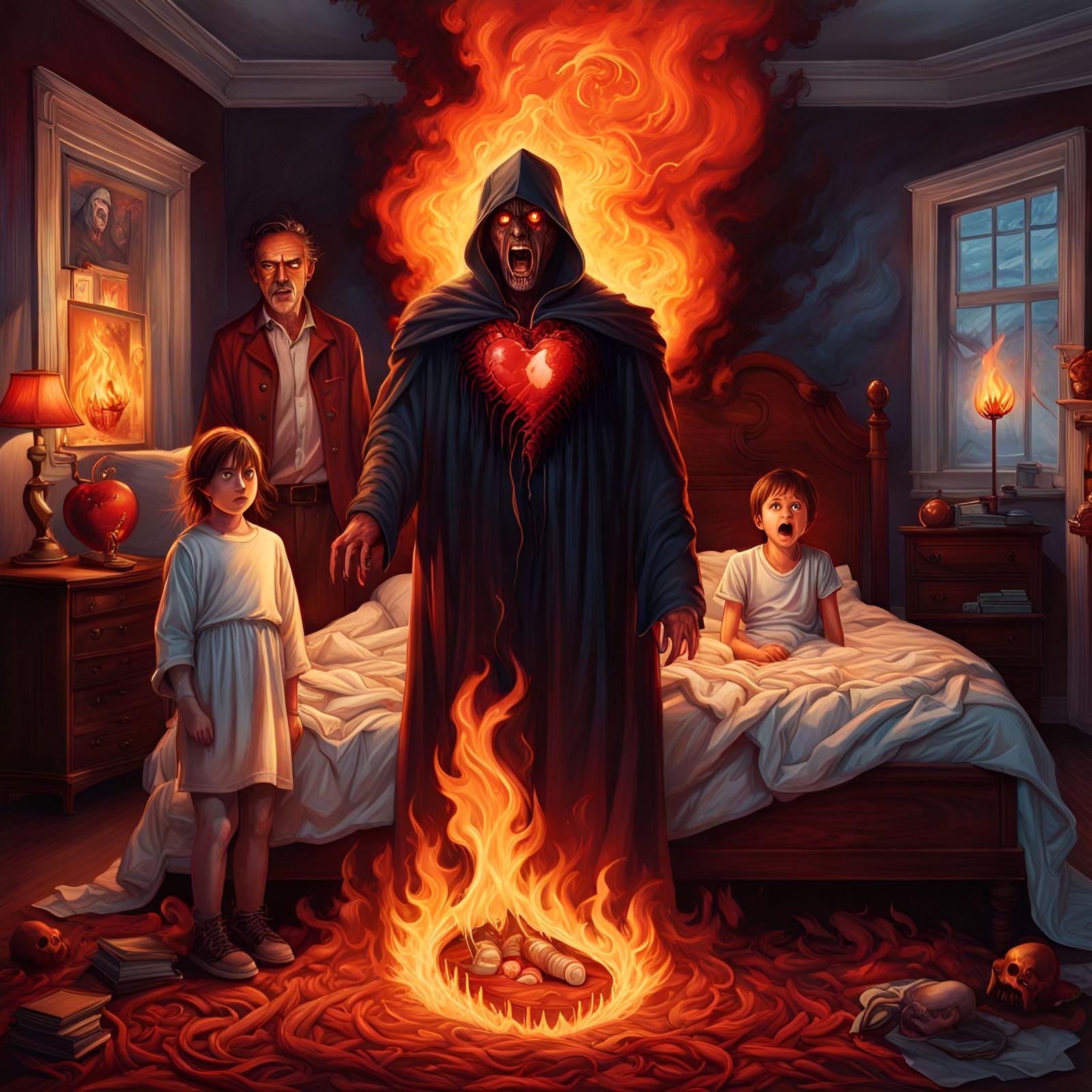 Burning Heart Father: Hyperrealistic Concept Art