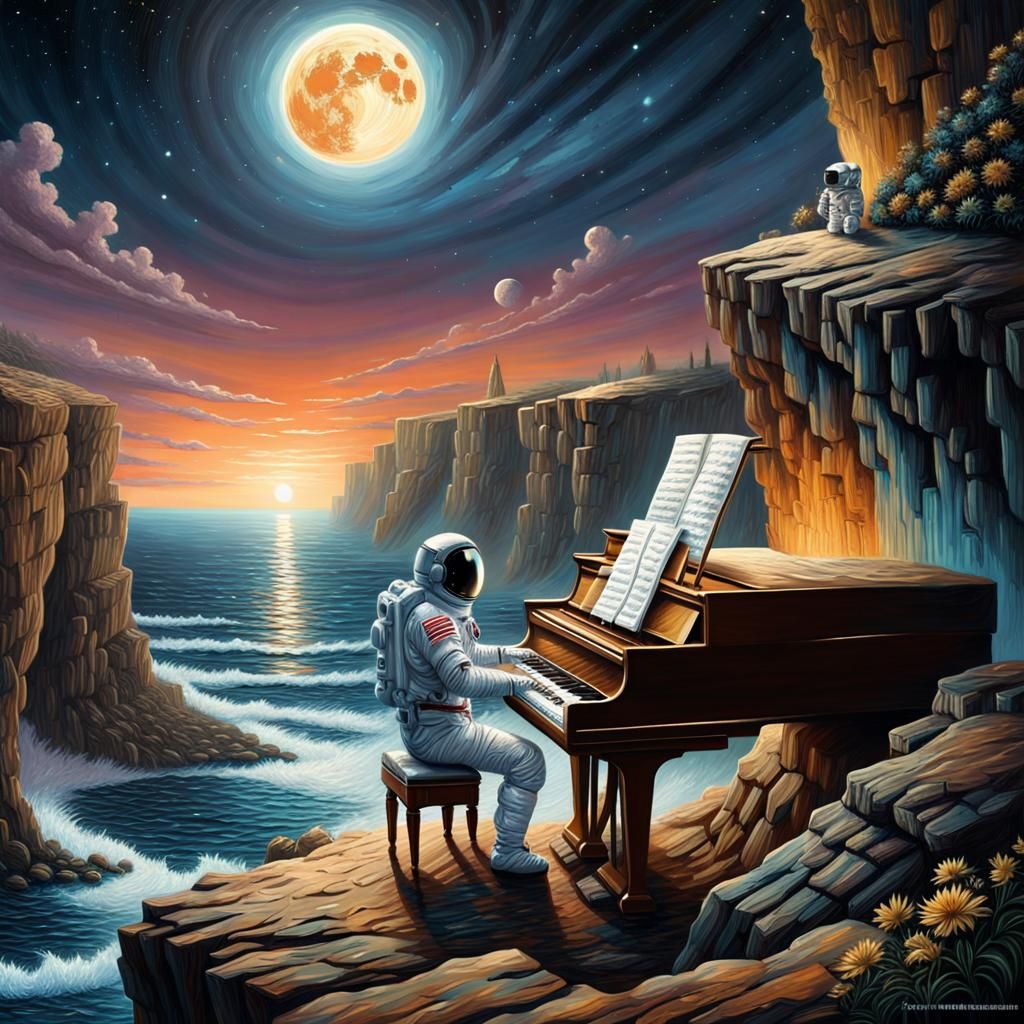 Astronaut playing the Piano
