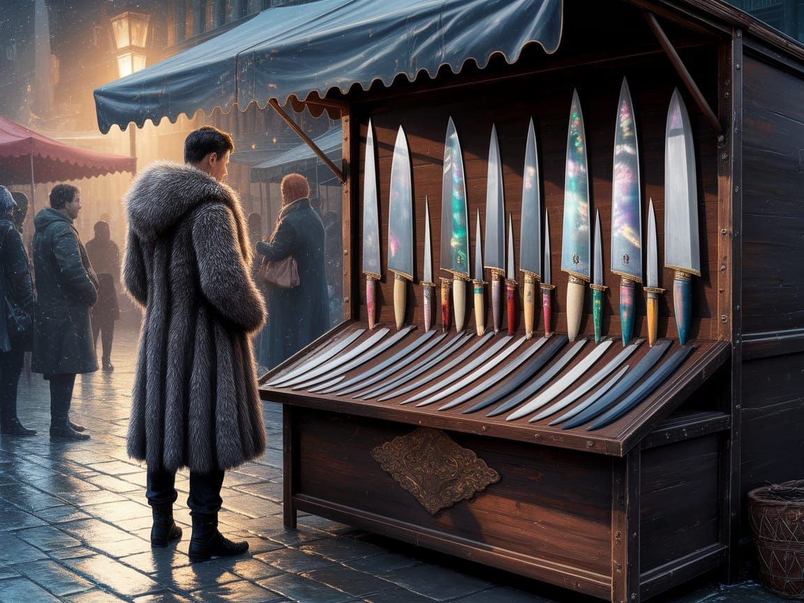 Fantasy Street Stall With Ornate Long Sword