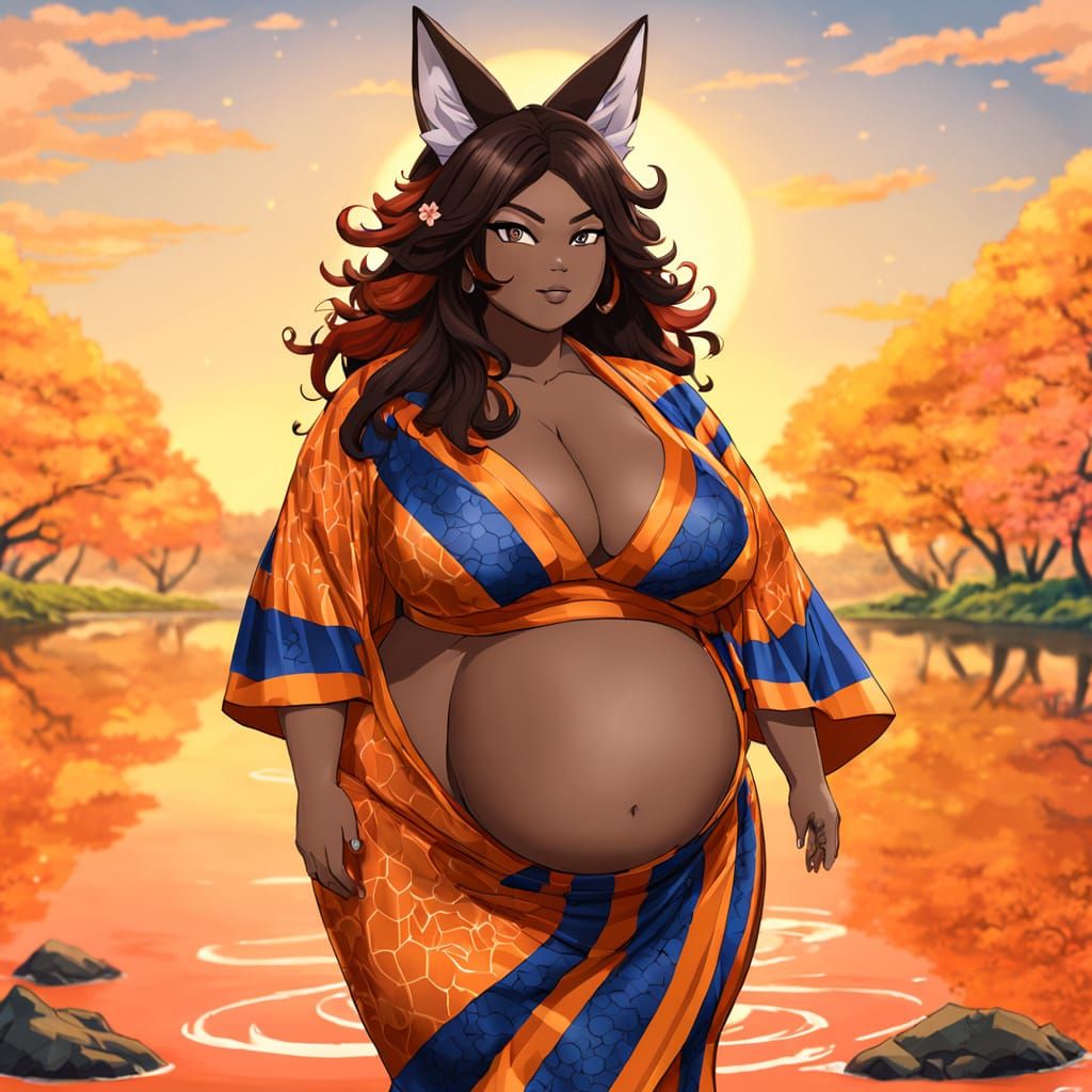 A Cyberpunk Inspired Portrait of a Pregnant Hybrid Warrior G...