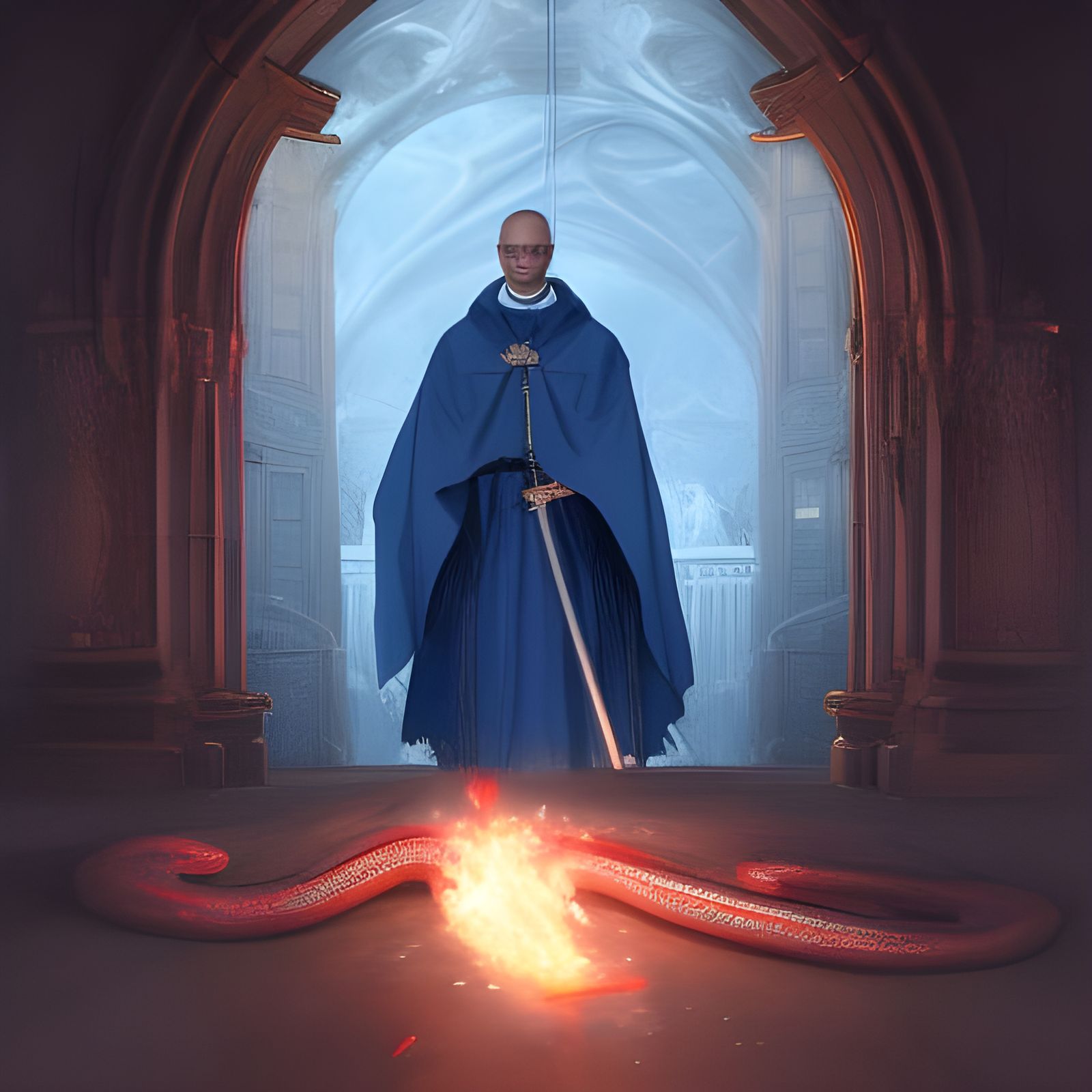 Priest Battles Demons in Hyperdetailed Digital Art