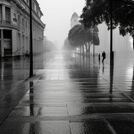Buenos Aires: Hot Summer Rain in Black and White