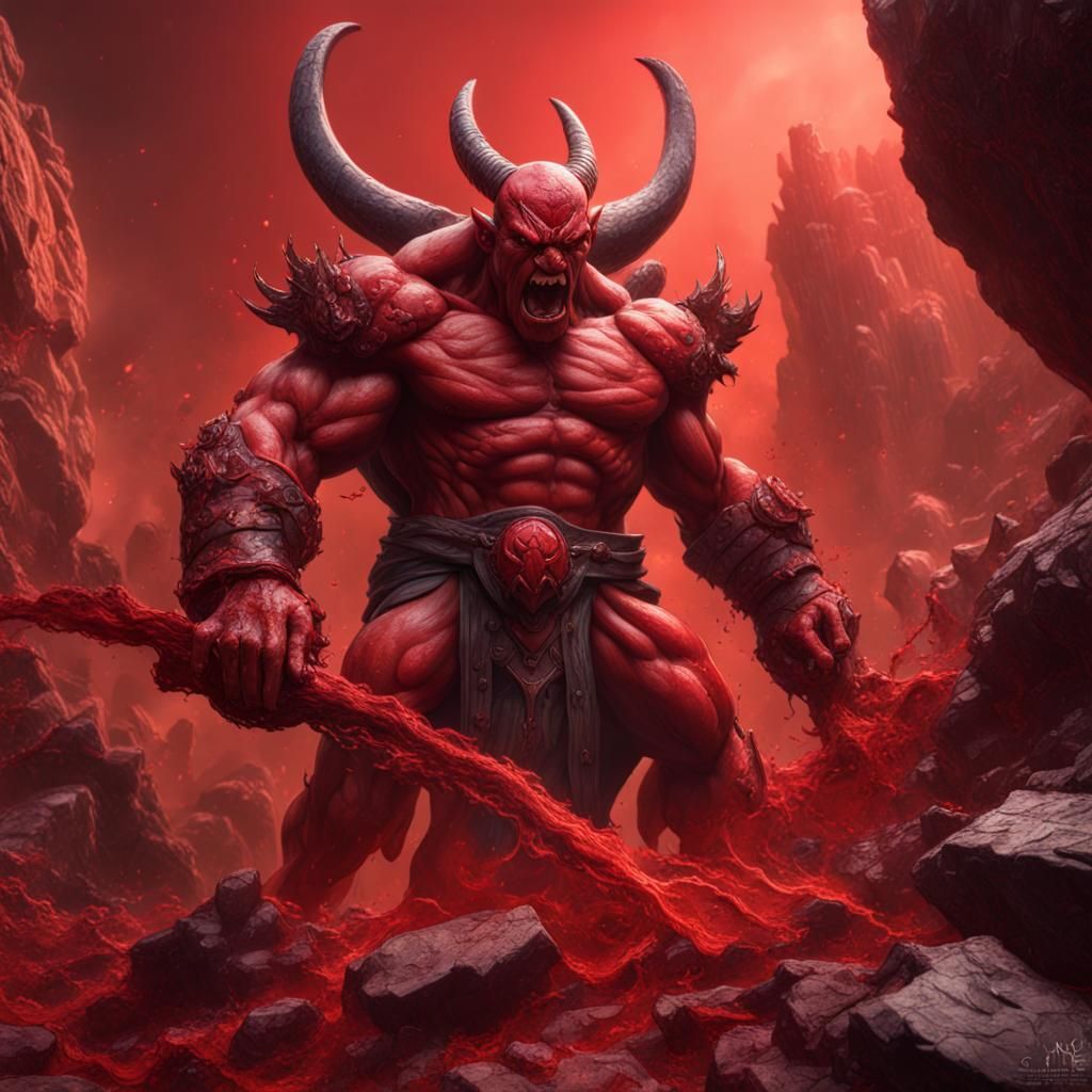 Red Devil Breaks Rock: Detailed Matte Painting