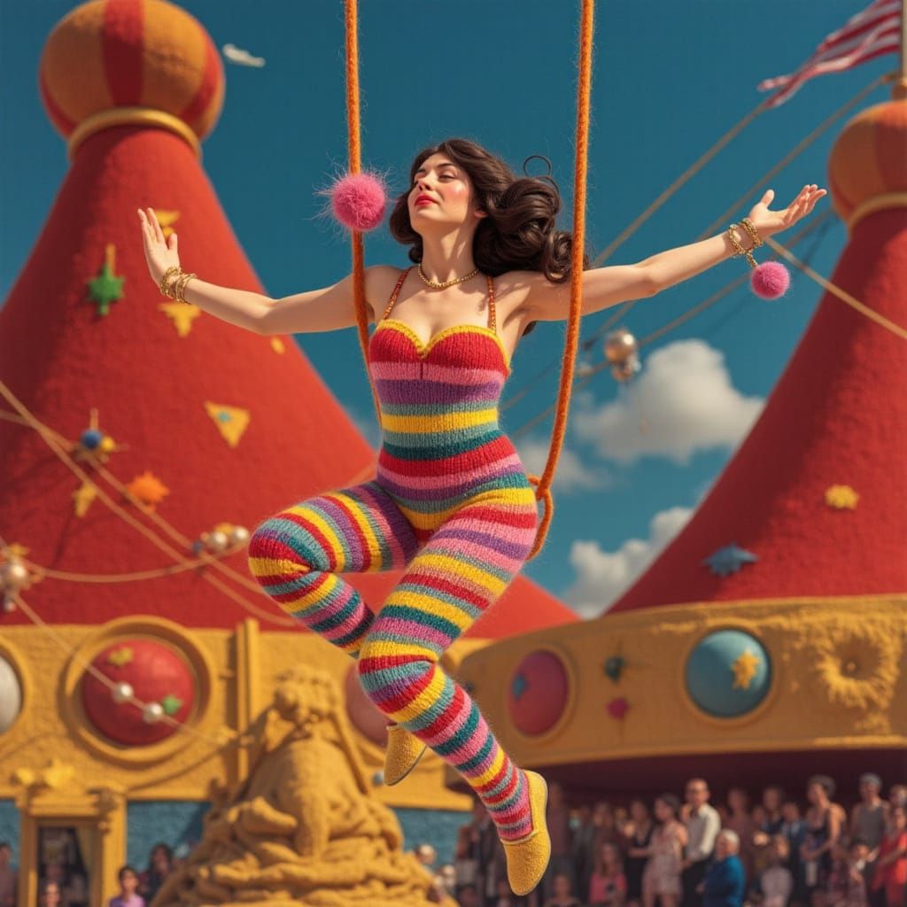 Circus Acrobat in Vibrant Wool Portrait