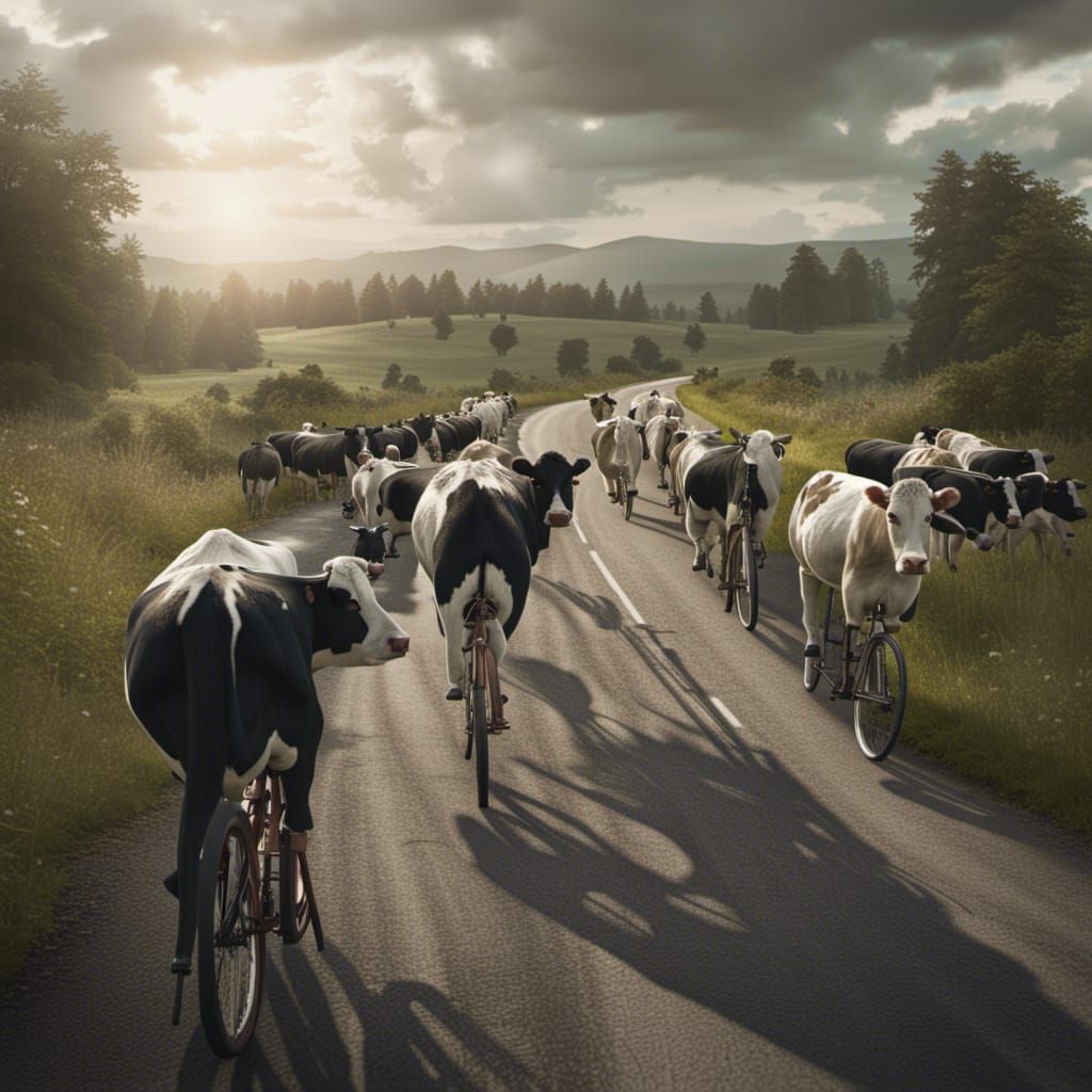 Cows on Bicycles: A Cinematic Digital Painting