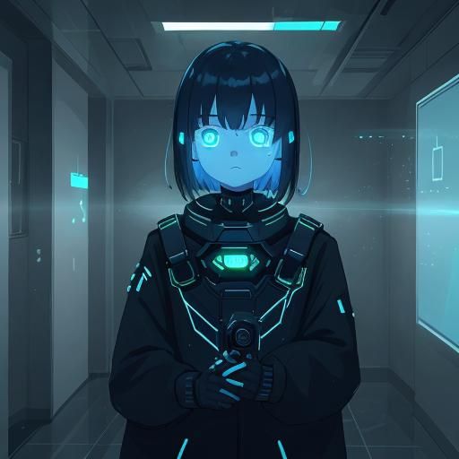 Neon Noir AI Android in Cinematic Still