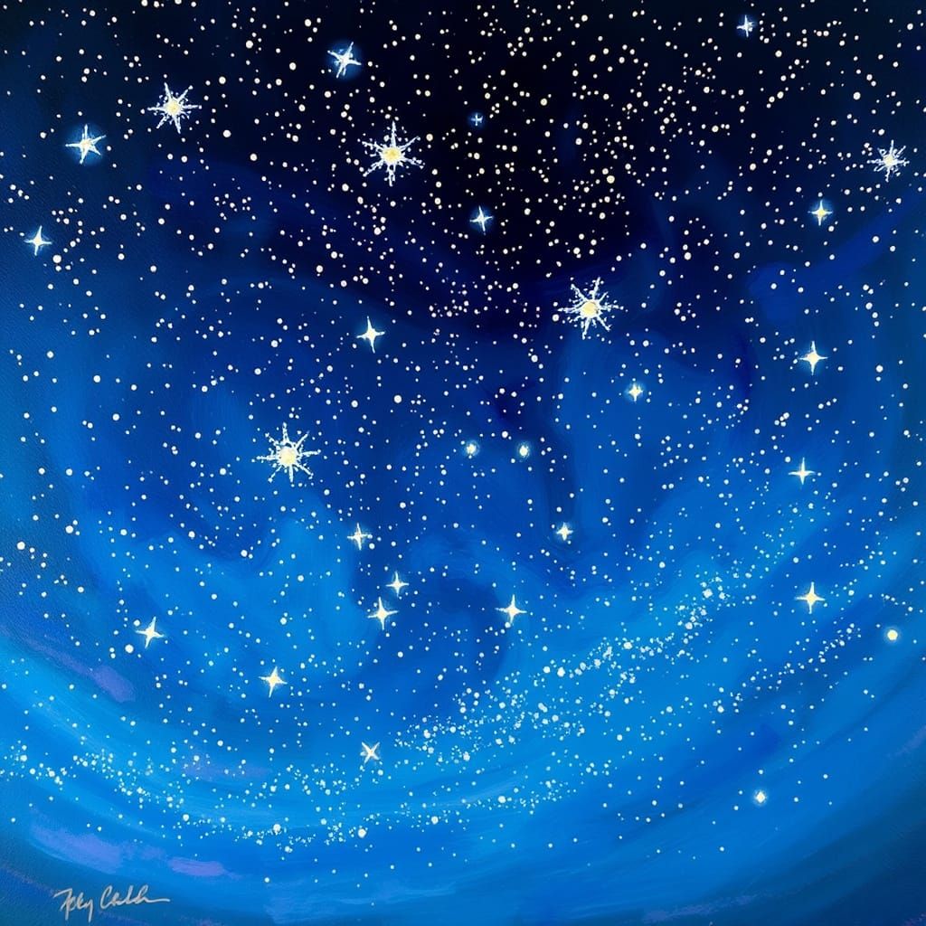 Dreamy Starry Night Sky in Impressionistic Style
