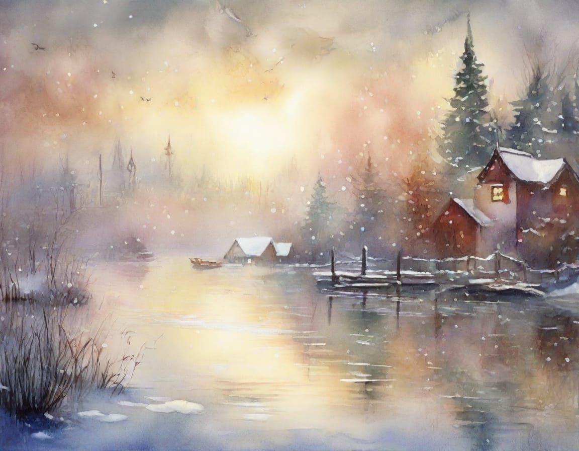 Dreamy Winter Landscape in Monet Style