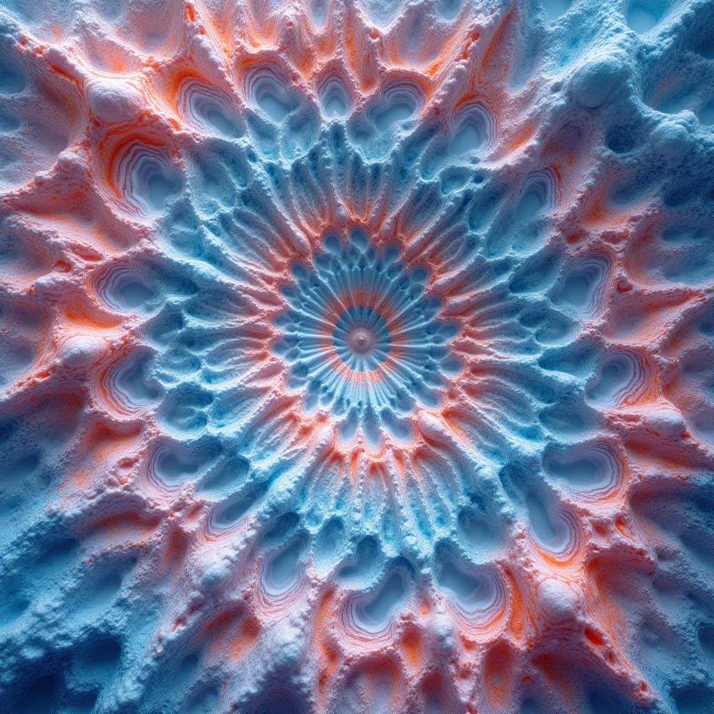 Whimsical Tie Dye Snowflakes in Escher-Inspired Geometric Ha...