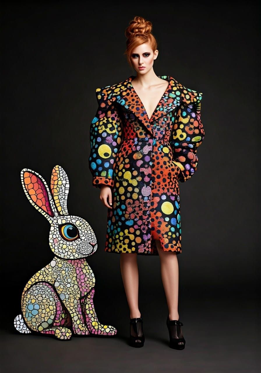Avant-Garde Polka Dot Outfit in Pop Art Style