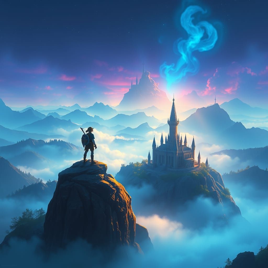 Heroic Quest in a Dreamlike Hyrule Landscape