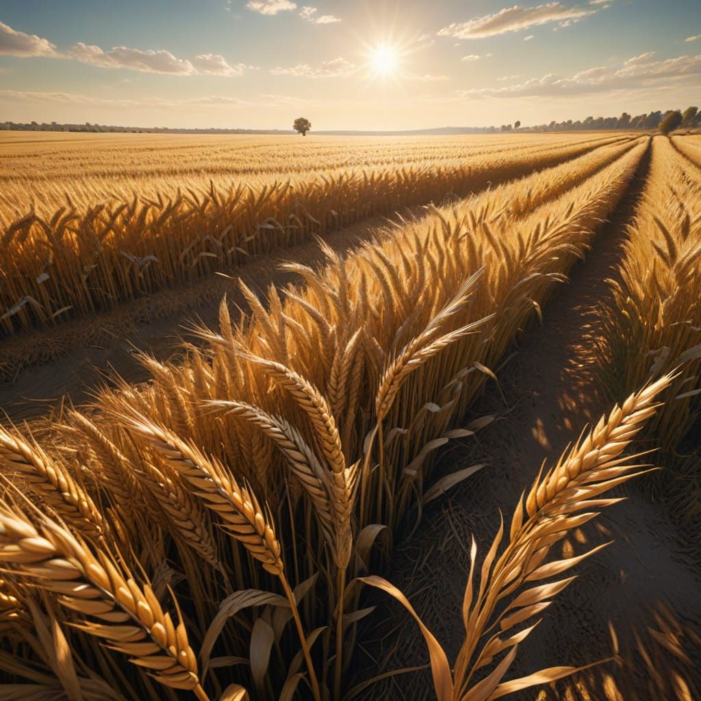Golden Wheat Field in Vibrant Summer Light