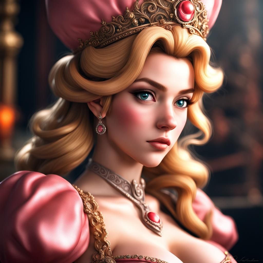 Hyperrealistic Princess Peach with Intricate Detail