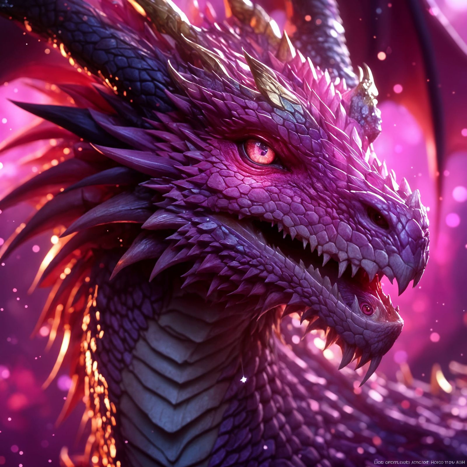 Adorable Pink Dragon in a Galaxy, Anime Style