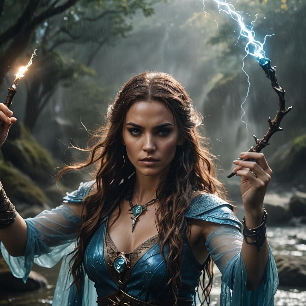 Water Mage Portrait with Magical Powers