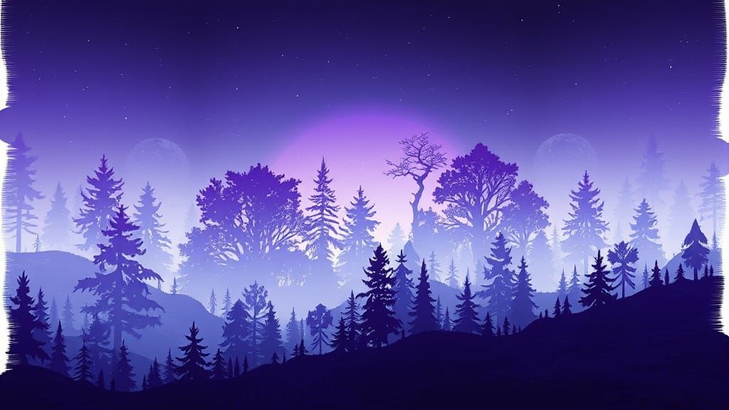 Fractured Cyberwave Forest in Glitchwave Aesthetic