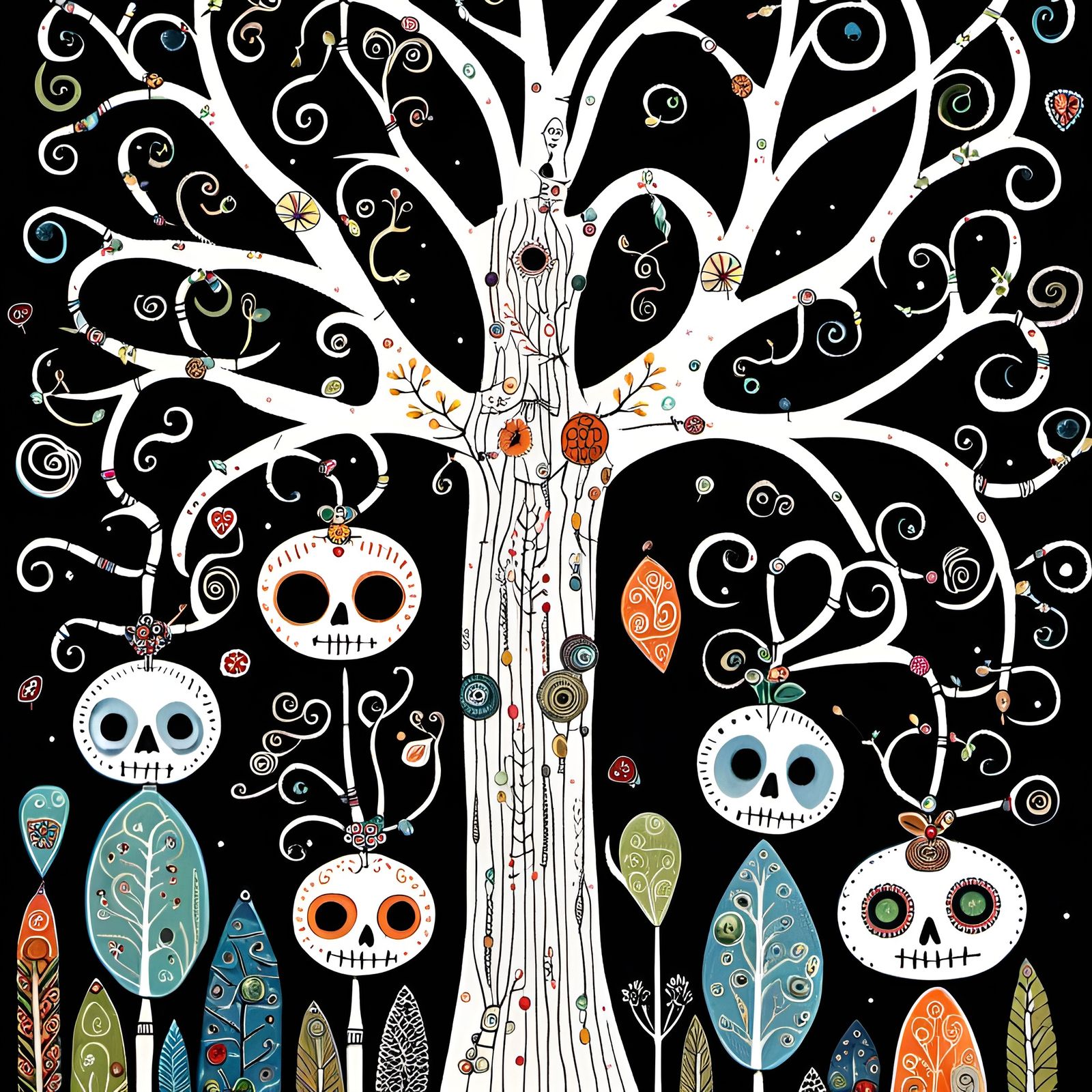 Art Brut Skeleton Critters in Forest Tree