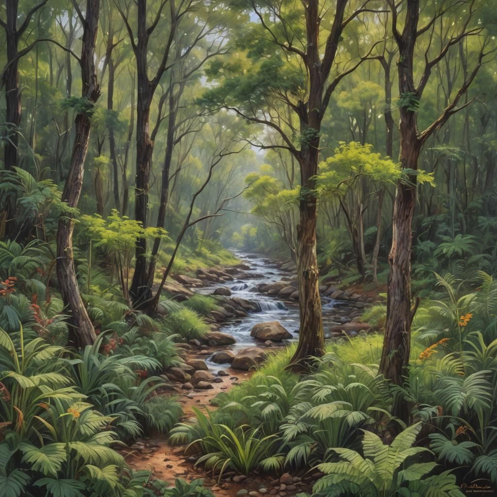 Lush Nature Scene as Oil Painting