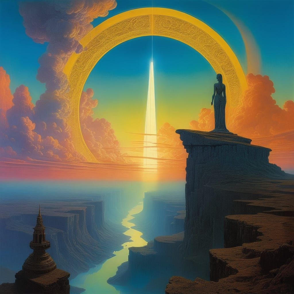 Regal Figure of Hope in a Futuristic Dreamscape