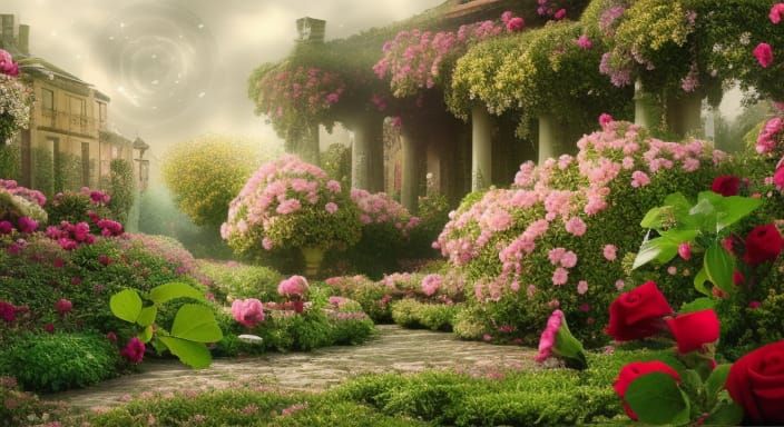 Epic Rose Garden Digital Matte Painting