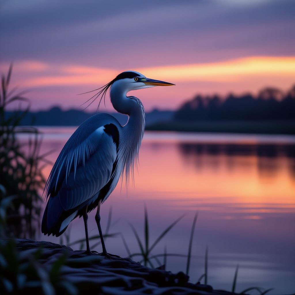 Twilight Heron: Observer and Muse of Dusk