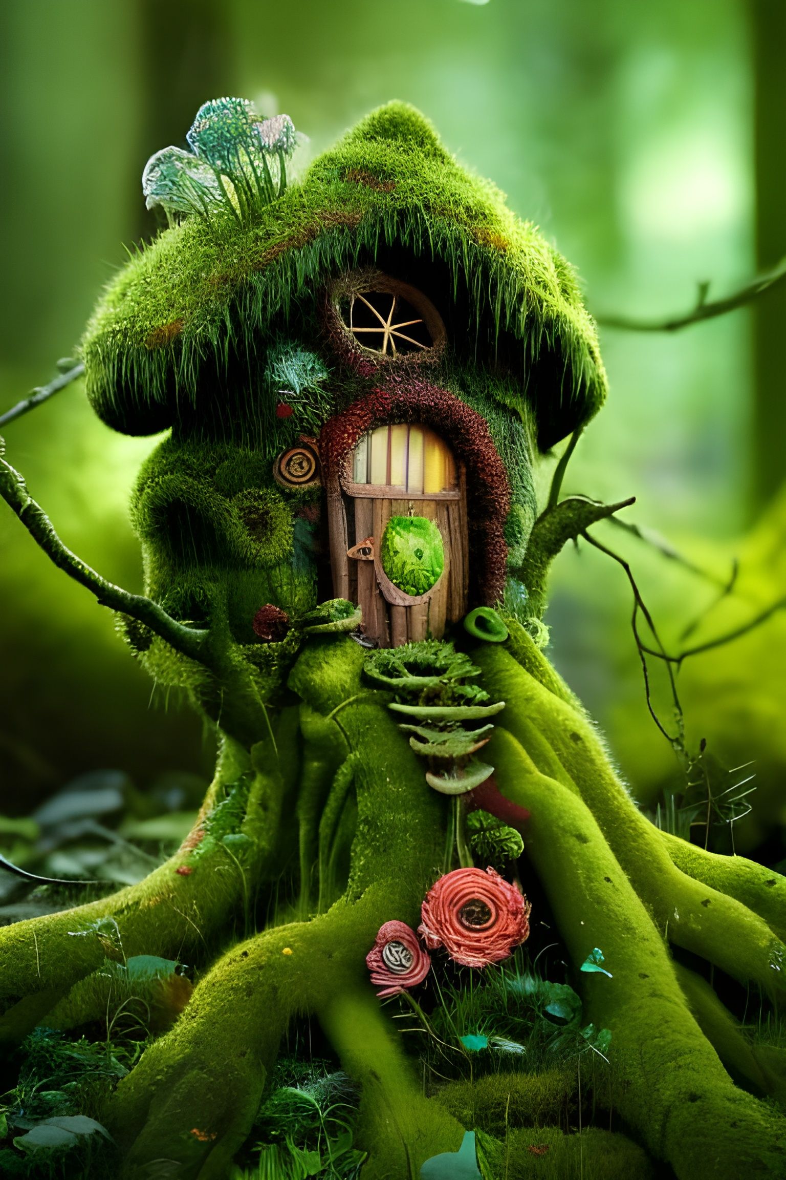 Psychedelic Fairy House in Overgrown Moss