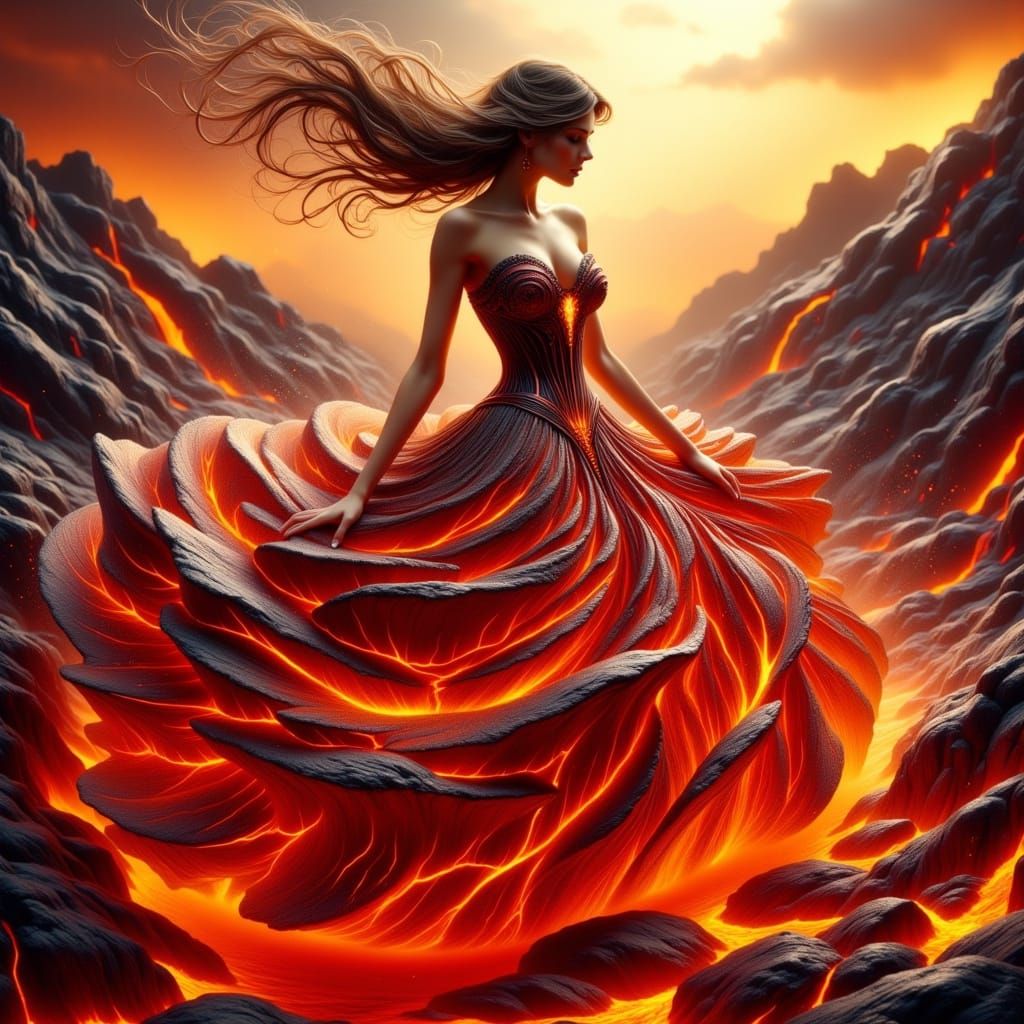 Ethereal Goddess Emerging from Fiery Depths