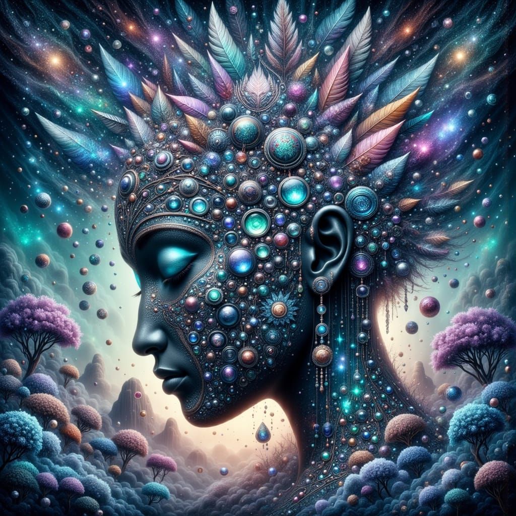 Oil and Water Female Figure in Dark Academia