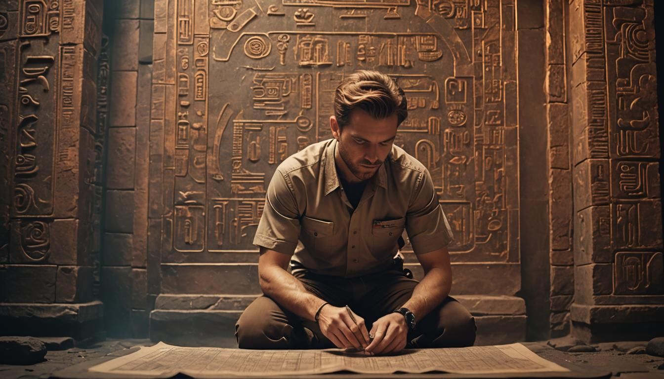 Futuristic Archaeology: Explorer in Ancient Metallic Temple