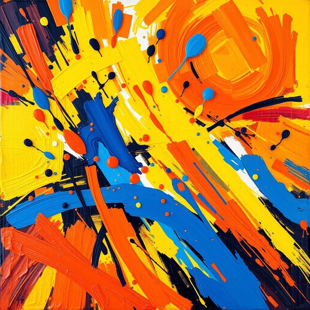 Vibrant Abstract Composition in Expressionist Style