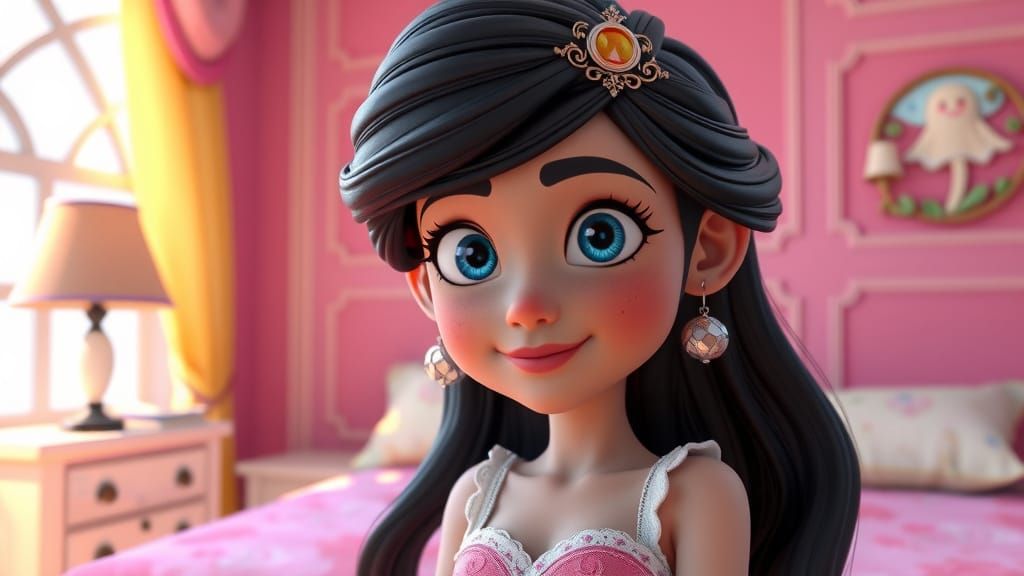 Princess Lilly in Pixar Style Bedroom Concept Art