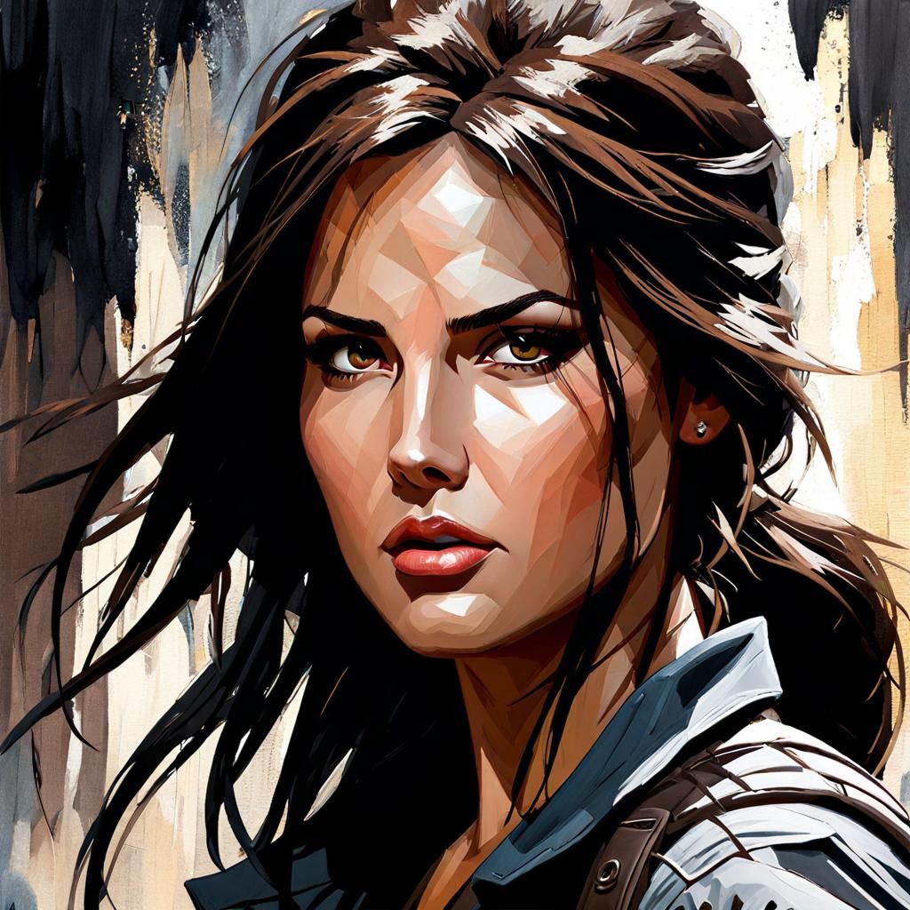 Woman with Black Hair: Mail Art Impressionism