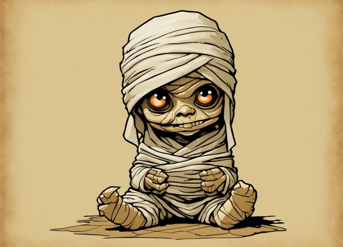 Chibi Mummy in Rockwell Style