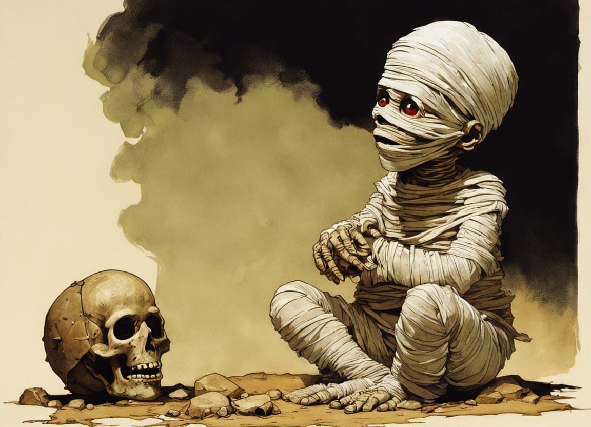 Chibi Mummy in Rockwell Style