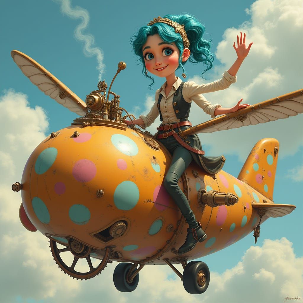 Steampunk Inventor Presents Polka-Dotted Flying Machine