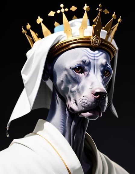 Weimaraner Dog-God with Crown of Thorns