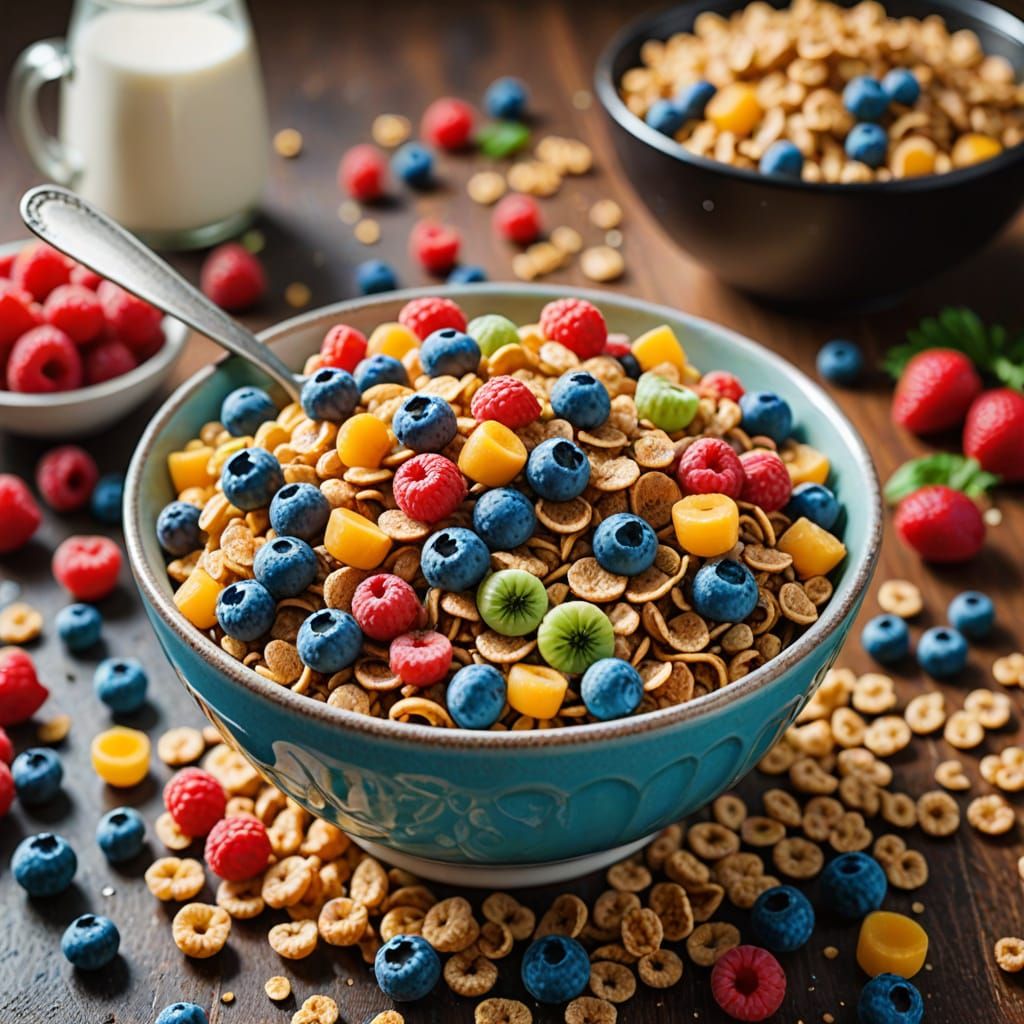 Vibrant Breakfast Delight in Hyper-Realistic Style