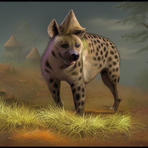 Hyena and Dog House in Detailed Matte Painting