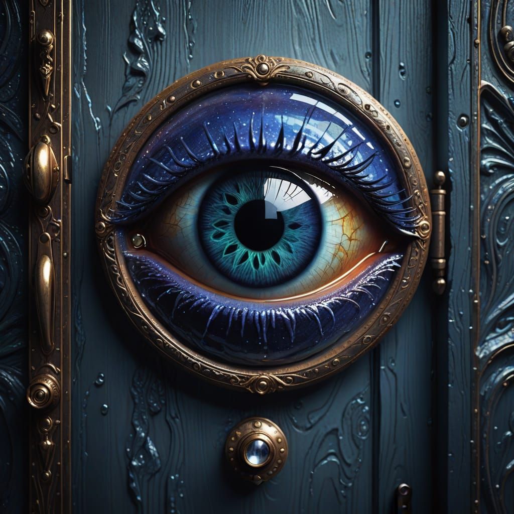 Surreal Eye with Door: Dreamlike Digital Art