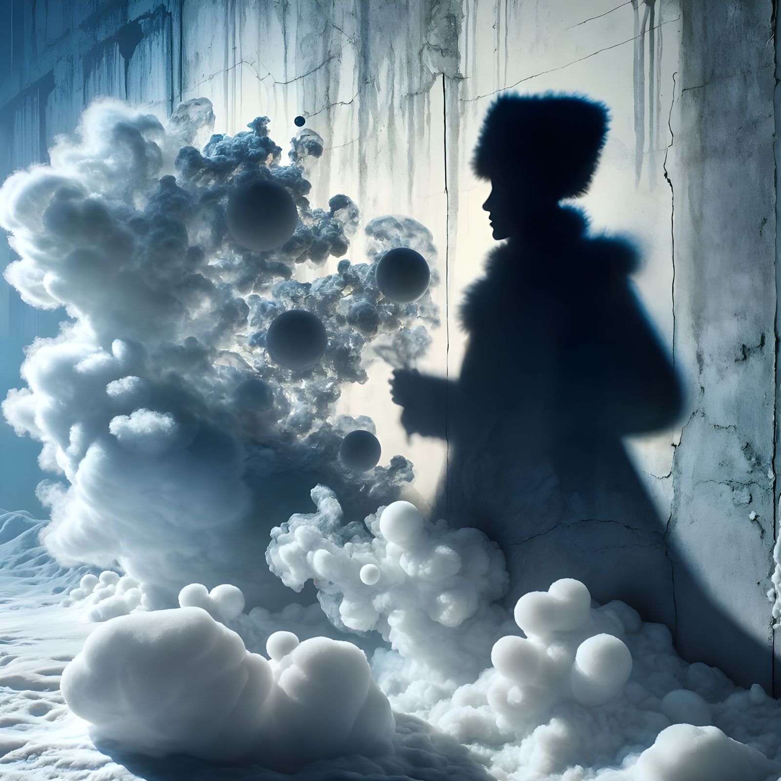 Mysterious Lady In Fur Winter Shadows