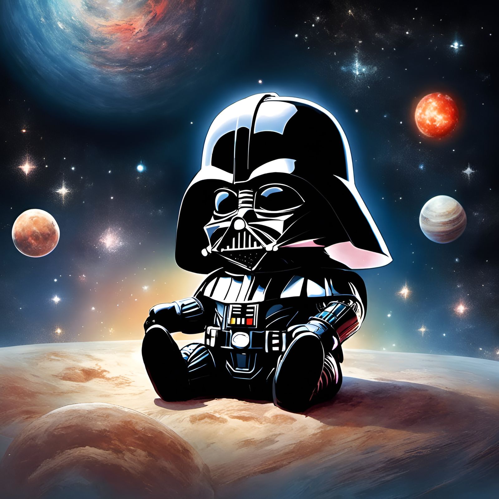 Adorable Chibi Darth Vader Among the Stars