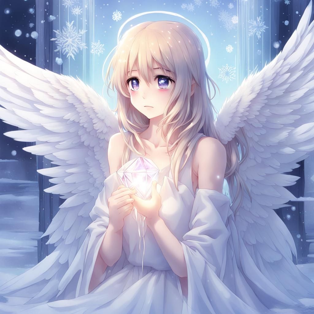 Angel Princess in Winter with Crystalline Wings