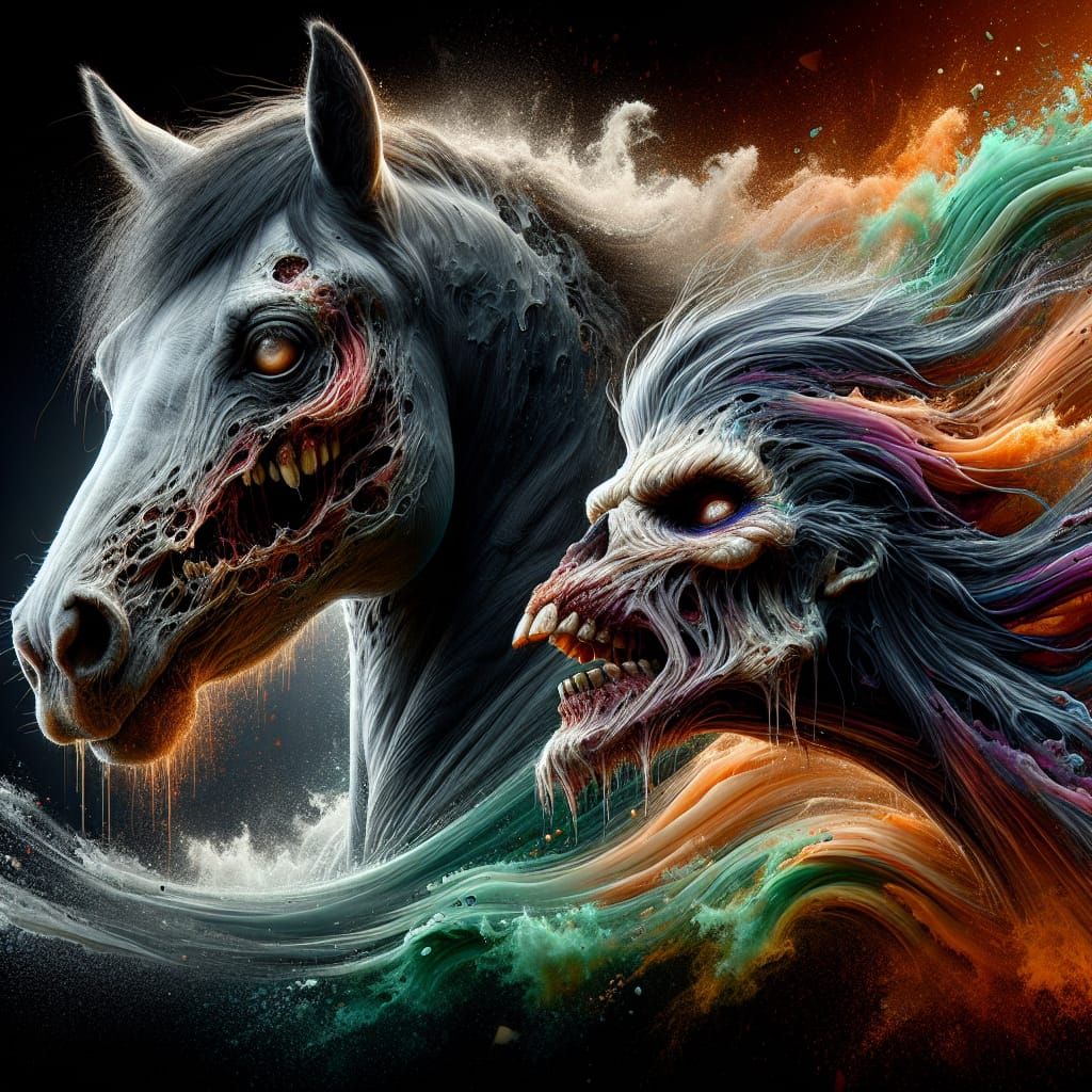 Hyperrealistic Zombie Horse Digital Painting