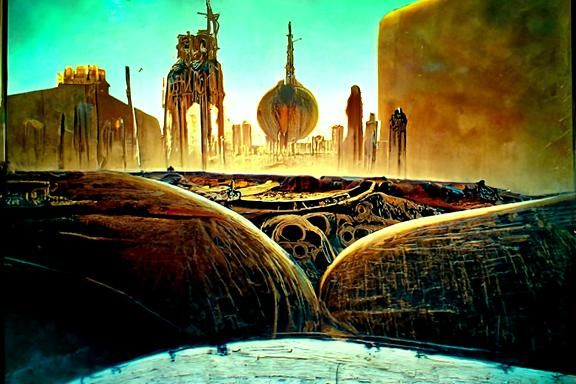 Futuristic Desert City in Art Nouveau Style