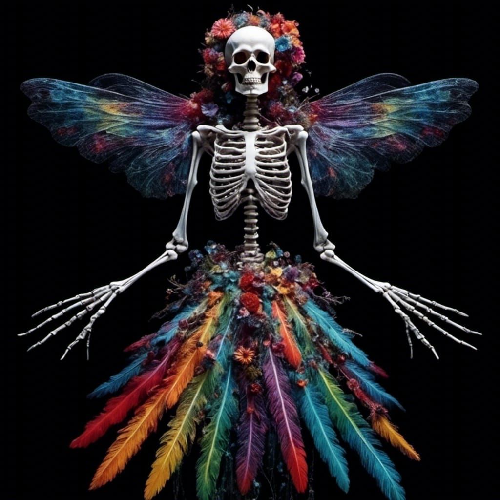 Surreal Winged Spirit of Ecstasy in Deep, Vibrant Psychedeli...