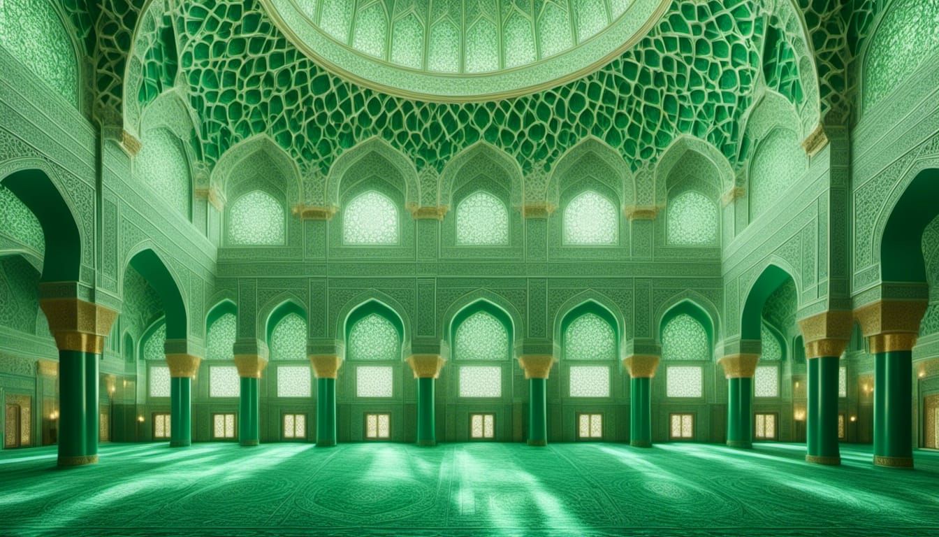 Vibrant Green Mosque Architecture