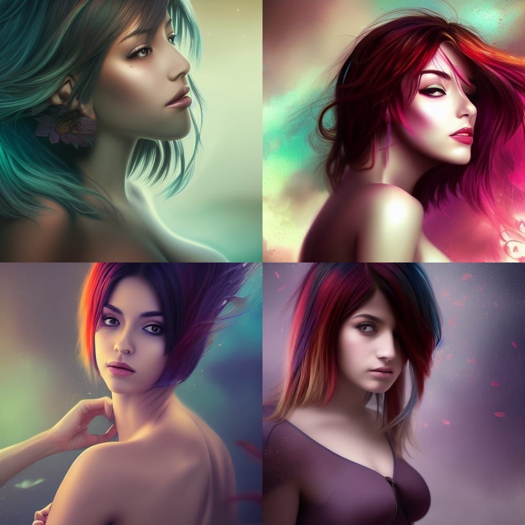 Anime-Style Woman in Brown Stockings: Detailed Digital Paint...